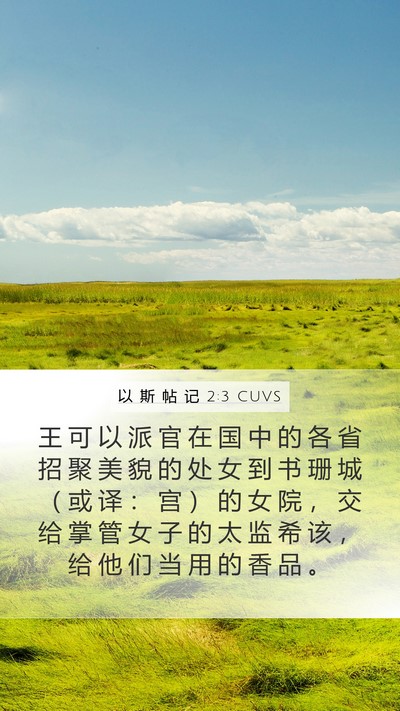 以 斯 帖 记 2:3 CUVS Bible Verse Image