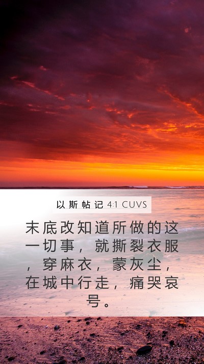 以 斯 帖 记 4:1 CUVS Bible Verse Image