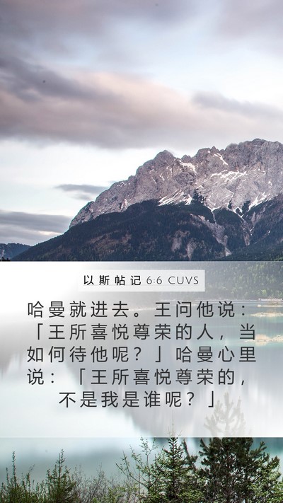 以 斯 帖 记 6:6 CUVS Mobile Phone Wallpaper - 哈 曼 就 进 去 。 王 问 他 说 ： 「 - Mobile Bible Verse Wallpaper