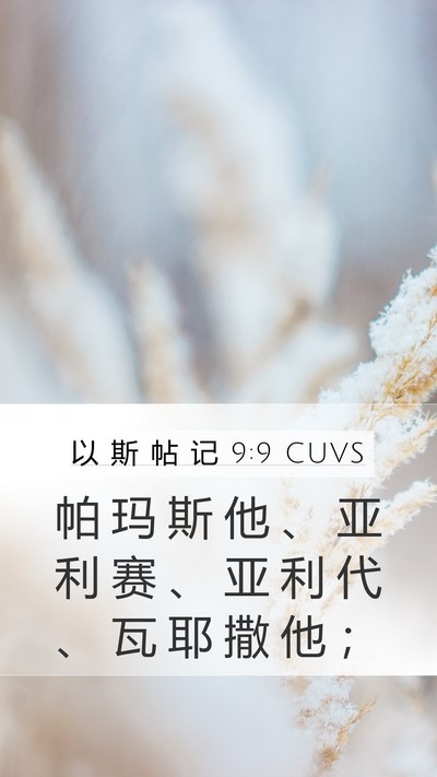 以 斯 帖 记 9:9 CUVS Mobile Phone Wallpaper - 帕 玛 斯 他 、 亚 利 赛 、 亚 利 代 - Mobile Bible Verse Wallpaper