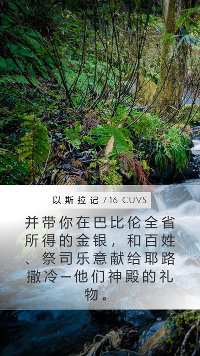 以 斯 拉 记 7:16 CUVS Bible Verse Image