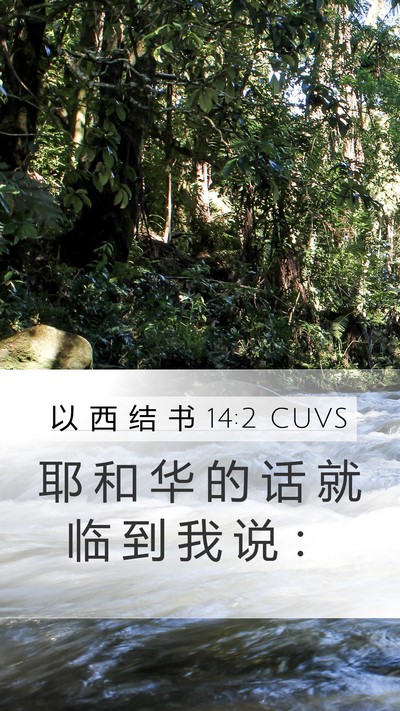 以 西 结 书 14:2 CUVS Mobile Phone Wallpaper - 耶 和 华 的 话 就 临 到 我 说 - Mobile Bible Verse Wallpaper