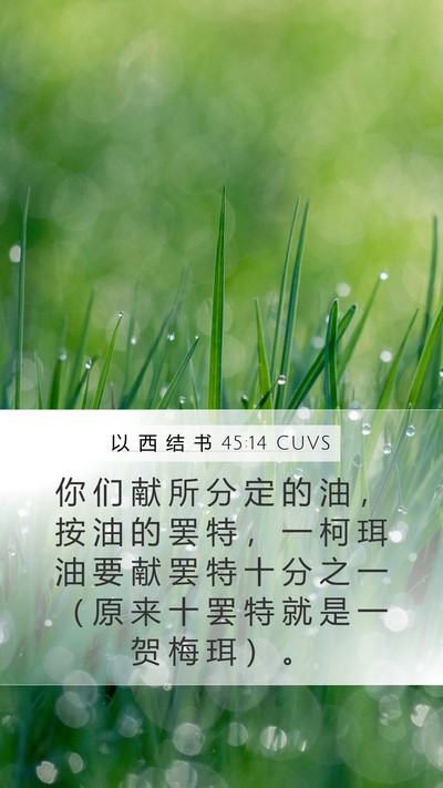 以 西 结 书 45:14 CUVS Mobile Phone Wallpaper - 你 们 献 所 分 定 的 油 ， 按 油 的 - Mobile Bible Verse Wallpaper