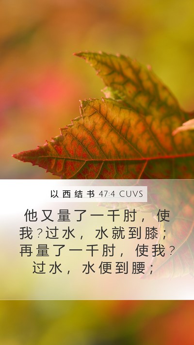 以 西 结 书 47:4 CUVS Mobile Phone Wallpaper - 他 又 量 了 一 千 肘 ， 使 我 ? 过 水 - Mobile Bible Verse Wallpaper