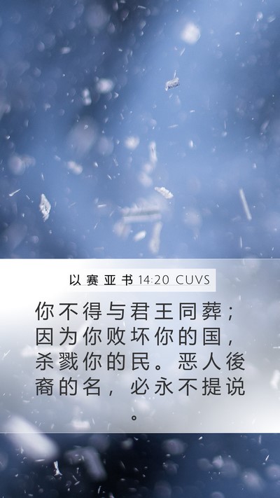 以 赛 亚 书 14:20 CUVS Mobile Phone Wallpaper - 你 不 得 与 君 王 同 葬 ； 因 为 你 - Mobile Bible Verse Wallpaper
