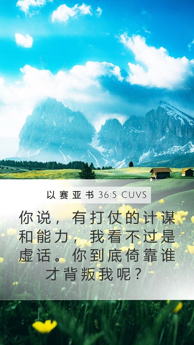 以 赛 亚 书 36:5 CUVS Mobile Phone Wallpaper - 你 说 ， 有 打 仗 的 计 谋 和 能 力 - Mobile Bible Verse Wallpaper