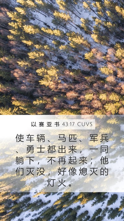 以 赛 亚 书 43:17 CUVS Mobile Phone Wallpaper - 使 车 辆 、 马 匹 、 军 兵 、 勇 士 - Mobile Bible Verse Wallpaper