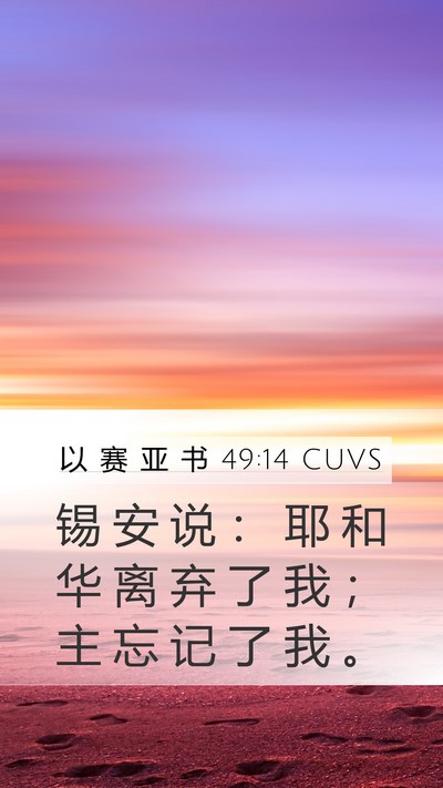 以 赛 亚 书 49:14 CUVS Mobile Phone Wallpaper - 锡 安 说 ： 耶 和 华 离 弃 了 我 ； - Mobile Bible Verse Wallpaper