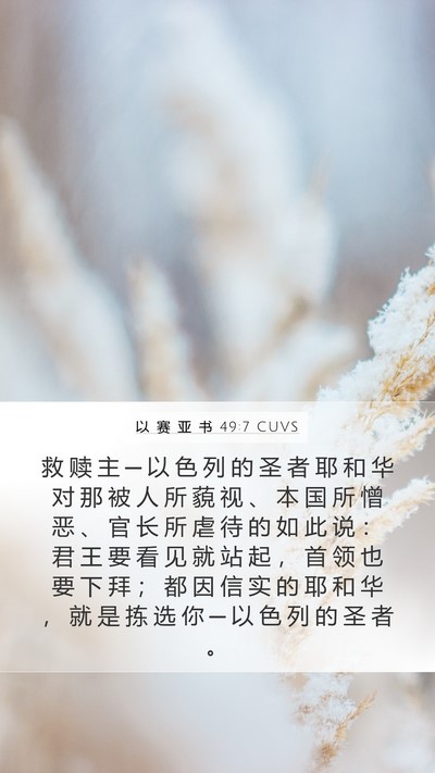 以 赛 亚 书 49:7 CUVS Mobile Phone Wallpaper - 救 赎 主 ─ 以 色 列 的 圣 者 耶 和 - Mobile Bible Verse Wallpaper
