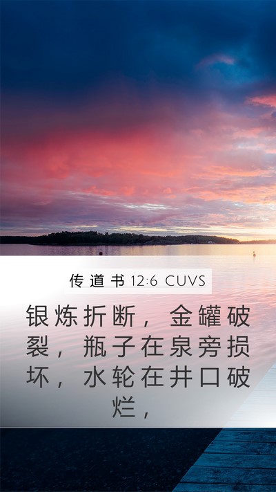 传 道 书 12:6 CUVS Mobile Phone Wallpaper - 银 炼 折 断 ， 金 罐 破 裂 ， 瓶 子 - Mobile Bible Verse Wallpaper