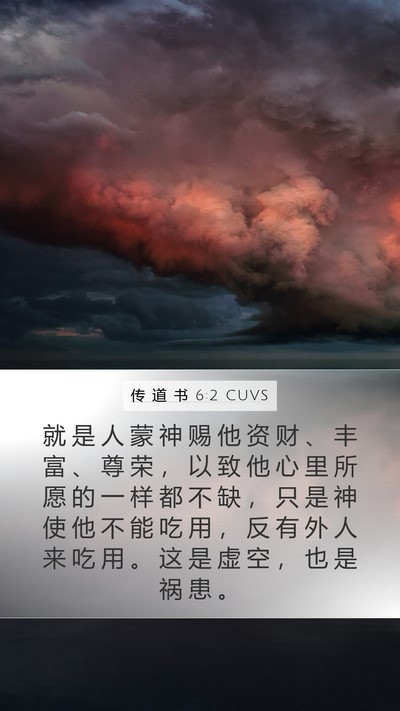 传 道 书 6:2 CUVS Mobile Phone Wallpaper - 就 是 人 蒙 神 赐 他 资 财 、 丰 富 - Mobile Bible Verse Wallpaper