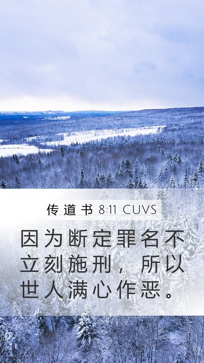 传 道 书 8:11 CUVS Mobile Phone Wallpaper - 因 为 断 定 罪 名 不 立 刻 施 刑 ， - Mobile Bible Verse Wallpaper