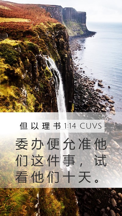 但 以 理 书 1:14 CUVS Mobile Phone Wallpaper - 委 办 便 允 准 他 们 这 件 事 ， 试 - Mobile Bible Verse Wallpaper