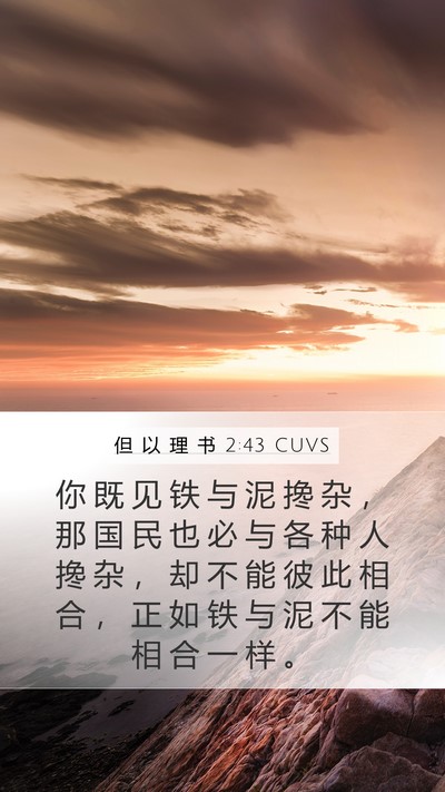 但 以 理 书 2:43 CUVS Mobile Phone Wallpaper - 你 既 见 铁 与 泥 搀 杂 ， 那 国 民 - Mobile Bible Verse Wallpaper