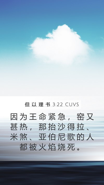 但 以 理 书 3:22 CUVS Mobile Phone Wallpaper - 因 为 王 命 紧 急 ， 窑 又 甚 热 ， - Mobile Bible Verse Wallpaper