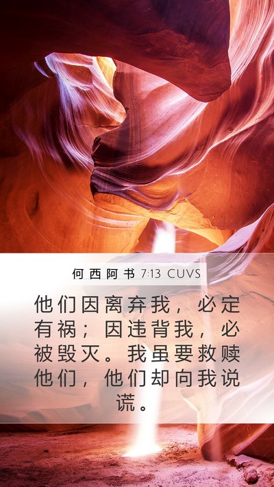 何 西 阿 书 7:13 CUVS Mobile Phone Wallpaper - 他 们 因 离 弃 我 ， 必 定 有 祸 ； - Mobile Bible Verse Wallpaper