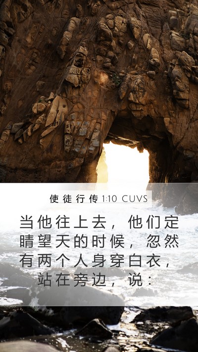 使 徒 行 传 1:10 CUVS Mobile Phone Wallpaper - 当 他 往 上 去 ， 他 们 定 睛 望 天 - Mobile Bible Verse Wallpaper