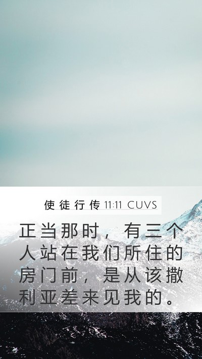 使 徒 行 传 11:11 CUVS Mobile Phone Wallpaper - 正 当 那 时 ， 有 三 个 人 站 在 我 - Mobile Bible Verse Wallpaper