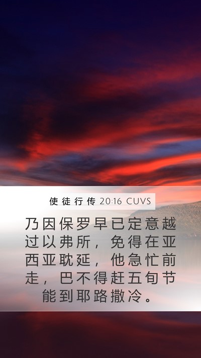 使 徒 行 传 20:16 CUVS Bible Verse Image