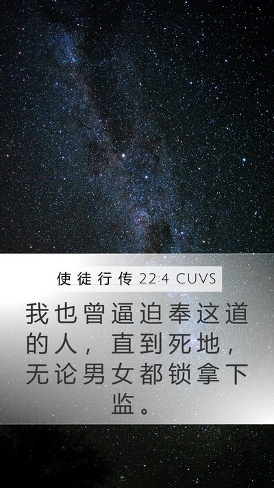 使 徒 行 传 22:4 CUVS Mobile Phone Wallpaper - 我 也 曾 逼 迫 奉 这 道 的 人 ， 直 - Mobile Bible Verse Wallpaper