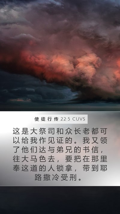 使 徒 行 传 22:5 CUVS Bible Verse Image