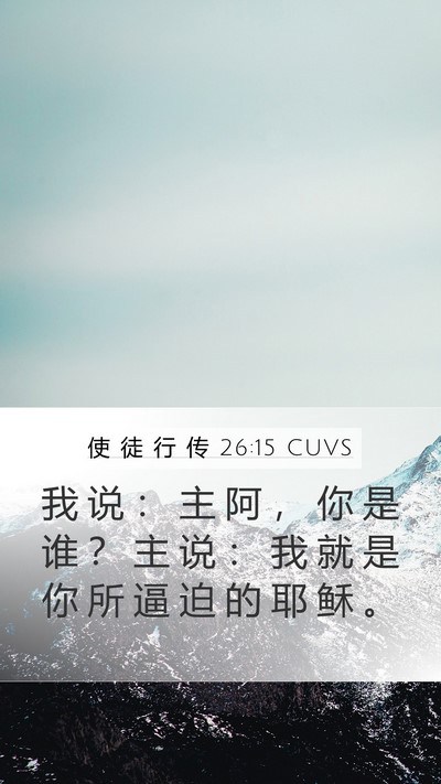 使 徒 行 传 26:15 CUVS Mobile Phone Wallpaper - 我 说 ： 主 阿 ， 你 是 谁 ？ 主 说 - Mobile Bible Verse Wallpaper