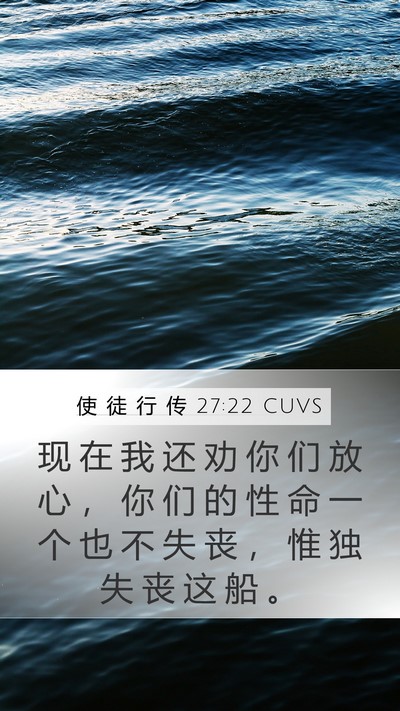 使 徒 行 传 27:22 CUVS Mobile Phone Wallpaper - 现 在 我 还 劝 你 们 放 心 ， 你 们 - Mobile Bible Verse Wallpaper