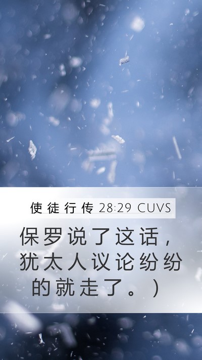 使 徒 行 传 28:29 CUVS Mobile Phone Wallpaper - 保 罗 说 了 这 话 ， 犹 太 人 议 论 - Mobile Bible Verse Wallpaper