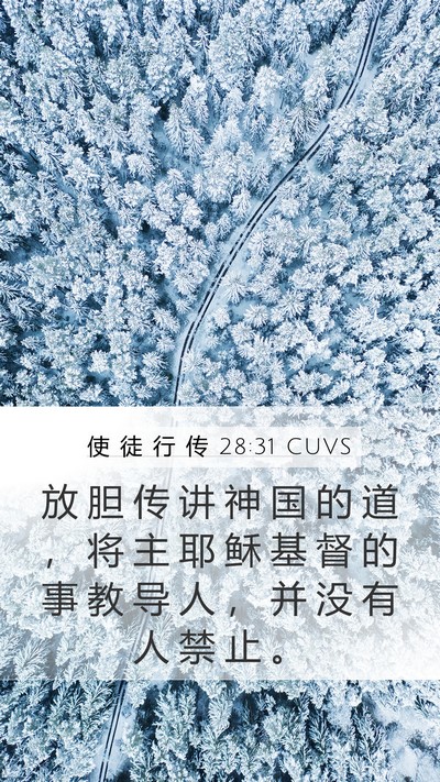 使 徒 行 传 28:31 CUVS Bible Verse Image