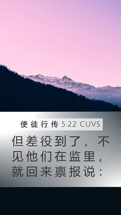 使 徒 行 传 5:22 CUVS Mobile Phone Wallpaper - 但 差 役 到 了 ， 不 见 他 们 在 监 - Mobile Bible Verse Wallpaper