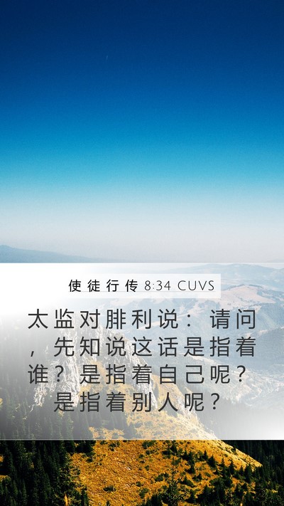 使 徒 行 传 8:34 CUVS Mobile Phone Wallpaper - 太 监 对 腓 利 说 ： 请 问 ， 先 知 - Mobile Bible Verse Wallpaper