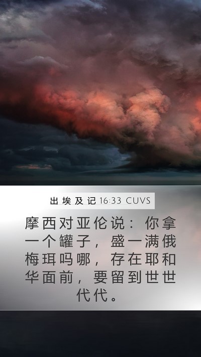 出 埃 及 记 16:33 CUVS Bible Verse Image