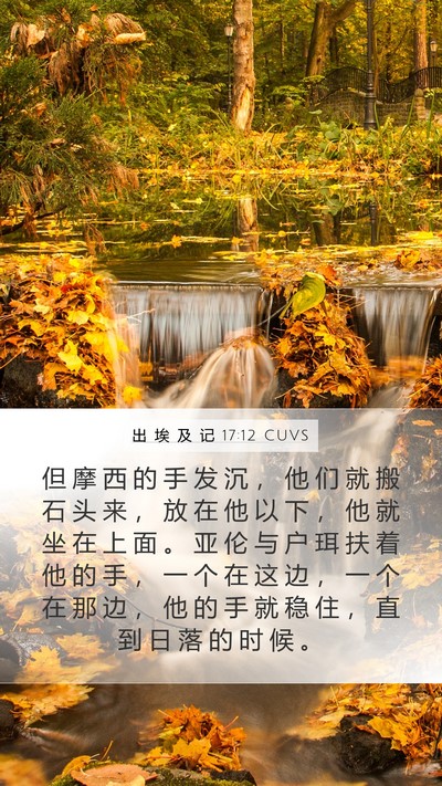 出 埃 及 记 17:12 CUVS Bible Verse Image