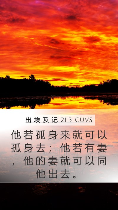 出 埃 及 记 21:3 CUVS Bible Verse Image