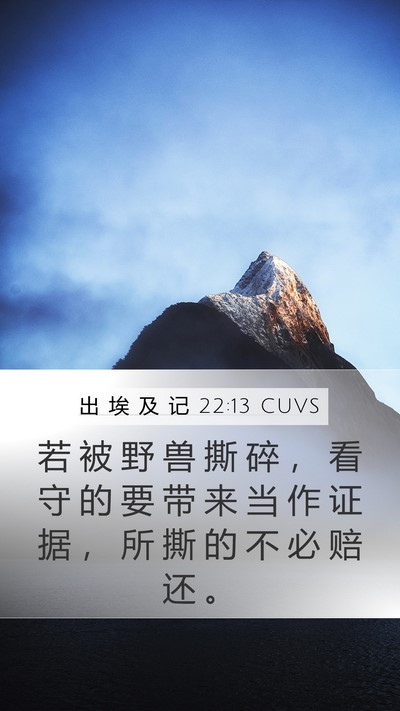 出 埃 及 记 22:13 CUVS Mobile Phone Wallpaper - 若 被 野 兽 撕 碎 ， 看 守 的 要 带 - Mobile Bible Verse Wallpaper