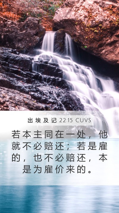 出 埃 及 记 22:15 CUVS Mobile Phone Wallpaper - 若 本 主 同 在 一 处 ， 他 就 不 必 - Mobile Bible Verse Wallpaper