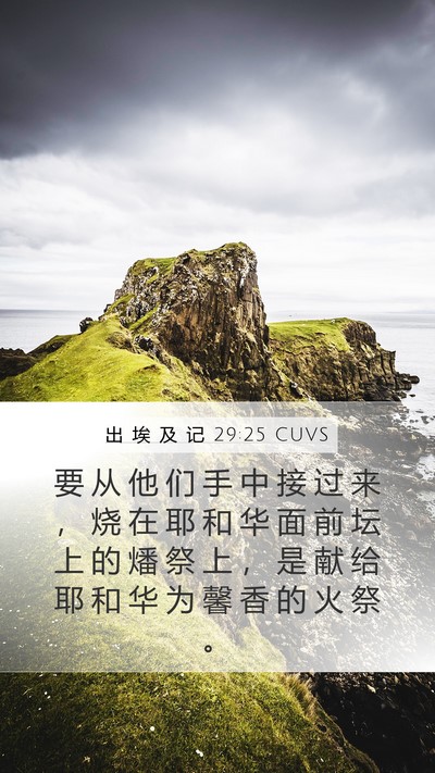出 埃 及 记 29:25 CUVS Mobile Phone Wallpaper - 要 从 他 们 手 中 接 过 来 ， 烧 在 - Mobile Bible Verse Wallpaper