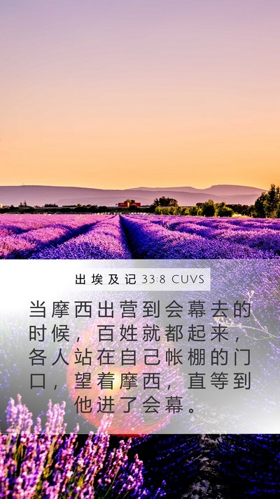 出 埃 及 记 33:8 CUVS Mobile Phone Wallpaper - 当 摩 西 出 营 到 会 幕 去 的 时 候 - Mobile Bible Verse Wallpaper