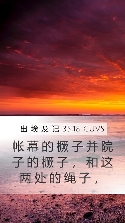 出 埃 及 记 35:18 CUVS Mobile Phone Wallpaper - 帐 幕 的 橛 子 并 院 子 的 橛 子 ， - Mobile Bible Verse Wallpaper