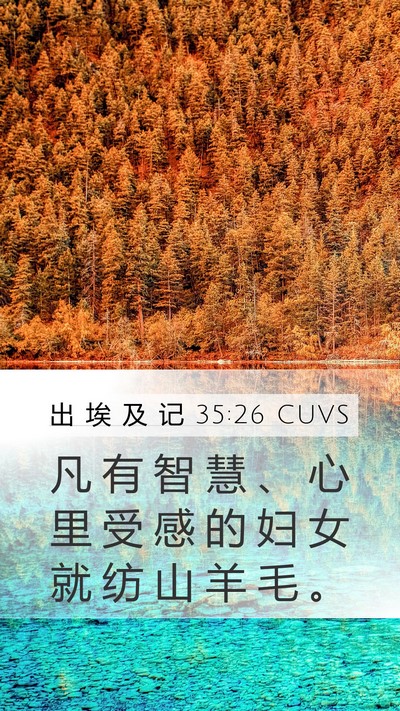 出 埃 及 记 35:26 CUVS Mobile Phone Wallpaper - 凡 有 智 慧 、 心 里 受 感 的 妇 女 - Mobile Bible Verse Wallpaper