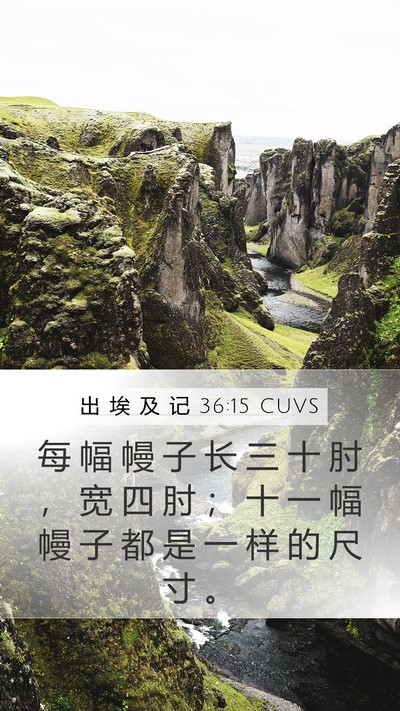 出 埃 及 记 36:15 CUVS Mobile Phone Wallpaper - 每 幅 幔 子 长 三 十 肘 ， 宽 四 肘 - Mobile Bible Verse Wallpaper