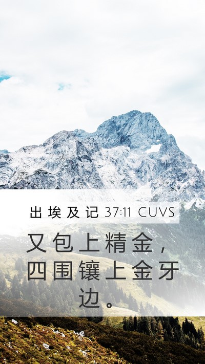 出 埃 及 记 37:11 CUVS Mobile Phone Wallpaper - 又 包 上 精 金 ， 四 围 镶 上 金 牙 - Mobile Bible Verse Wallpaper