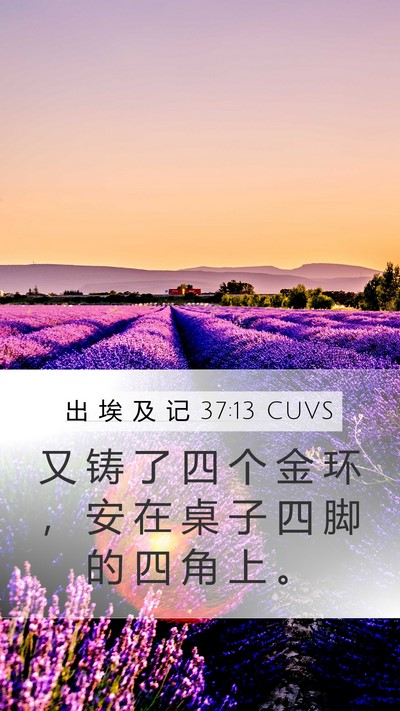 出 埃 及 记 37:13 CUVS Mobile Phone Wallpaper - 又 铸 了 四 个 金 环 ， 安 在 桌 子 - Mobile Bible Verse Wallpaper
