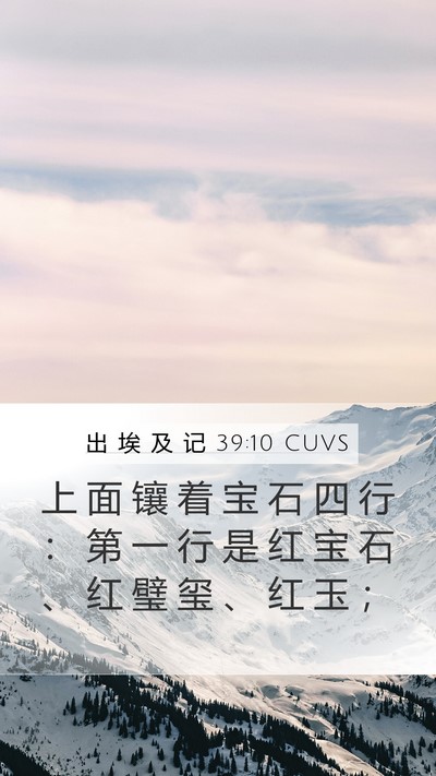 出 埃 及 记 39:10 CUVS Mobile Phone Wallpaper - 上 面 镶 着 宝 石 四 行 ： 第 一 行 - Mobile Bible Verse Wallpaper