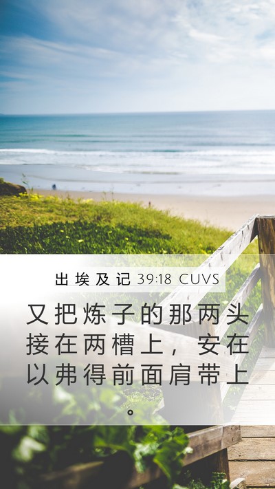出 埃 及 记 39:18 CUVS Mobile Phone Wallpaper - 又 把 炼 子 的 那 两 头 接 在 两 槽 - Mobile Bible Verse Wallpaper