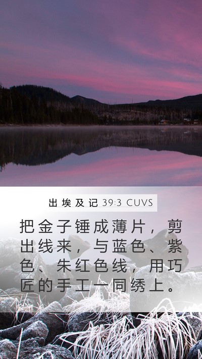 出 埃 及 记 39:3 CUVS Mobile Phone Wallpaper - 把 金 子 锤 成 薄 片 ， 剪 出 线 来 - Mobile Bible Verse Wallpaper