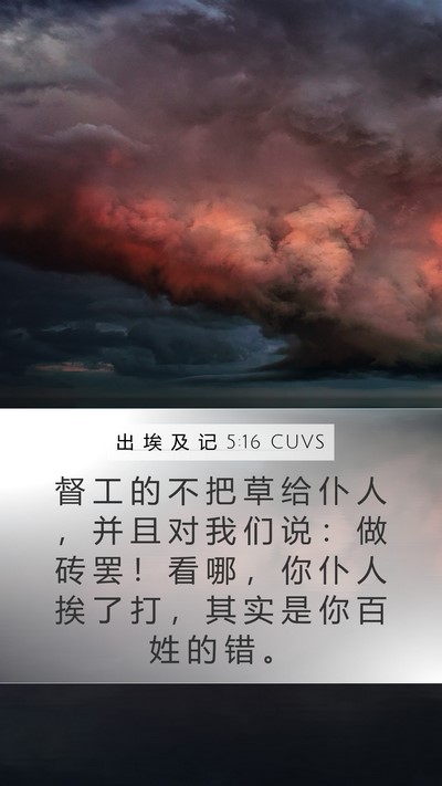 出 埃 及 记 5:16 CUVS Mobile Phone Wallpaper - 督 工 的 不 把 草 给 仆 人 ， 并 且 - Mobile Bible Verse Wallpaper