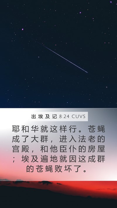 出 埃 及 记 8:24 CUVS Mobile Phone Wallpaper - 耶 和 华 就 这 样 行 。 苍 蝇 成 了 - Mobile Bible Verse Wallpaper