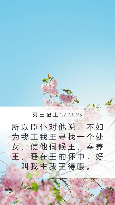 列 王 记 上 1:2 CUVS Mobile Phone Wallpaper - 所 以 臣 仆 对 他 说 ： 不 如 为 我 - Mobile Bible Verse Wallpaper