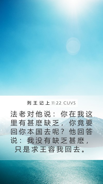 列 王 记 上 11:22 CUVS Mobile Phone Wallpaper - 法 老 对 他 说 ： 你 在 我 这 里 有 - Mobile Bible Verse Wallpaper